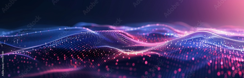 Abstract Blue And Pink Light Waves In Digital Space Abstract Blue And Pink Light Waves In Digital Space