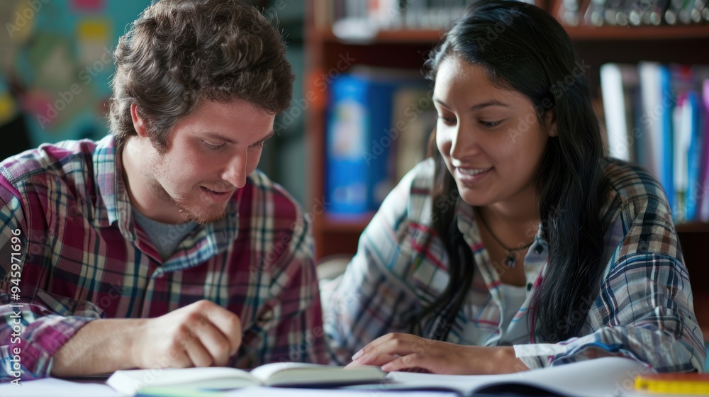 A teacher helping an adult student with a question during a one-on-one tutoring session A teacher helping an adult student with a question during a one-on-one tutoring session