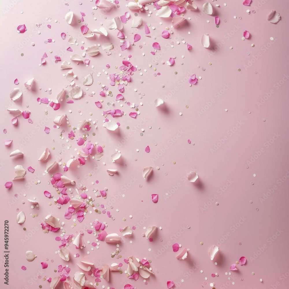 Pink Petals and Glitter on Pink Background Pink Petals and Glitter on Pink Background