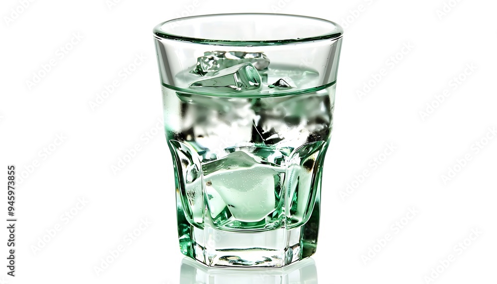 Mojito cocktail with ice cubes and mint isolated on white background Mojito cocktail with ice cubes and mint isolated on white background