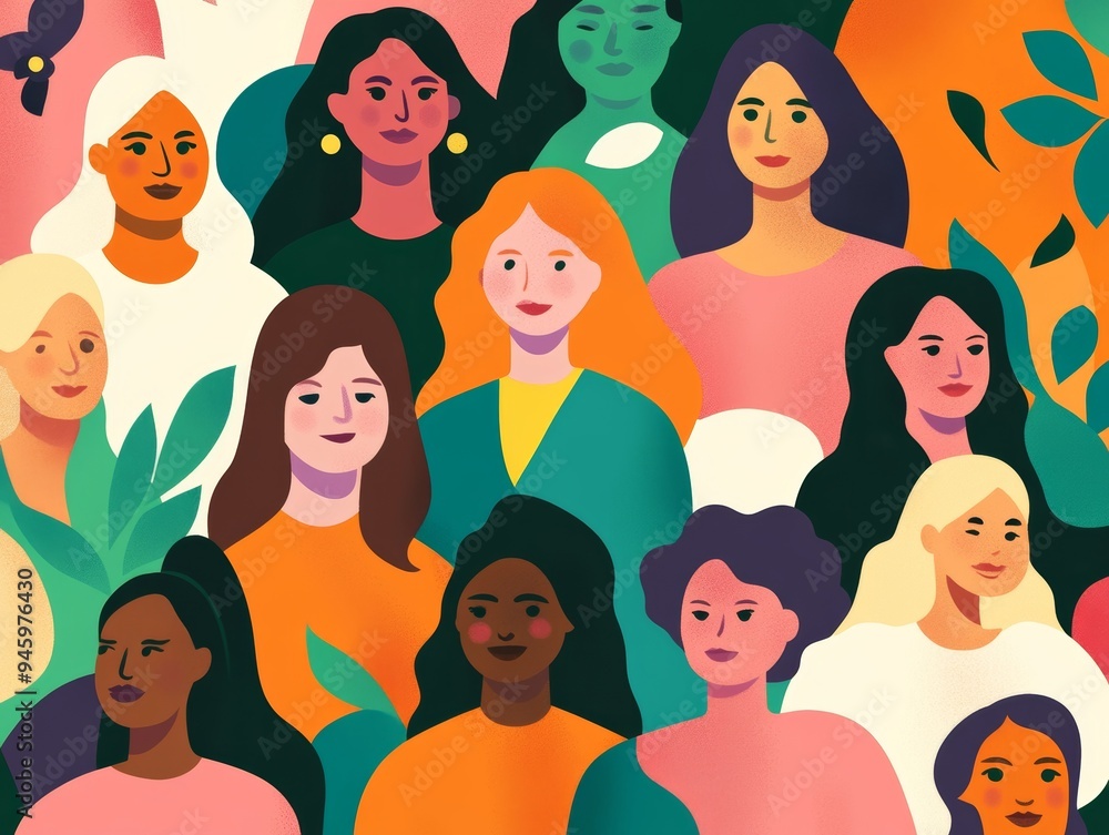 Stock Photo of a multifaceted crowd in a flat style with colorful backgrounds and minimalistic designs Stock Photo of a multifaceted crowd in a flat style with colorful backgrounds and minimalistic designs