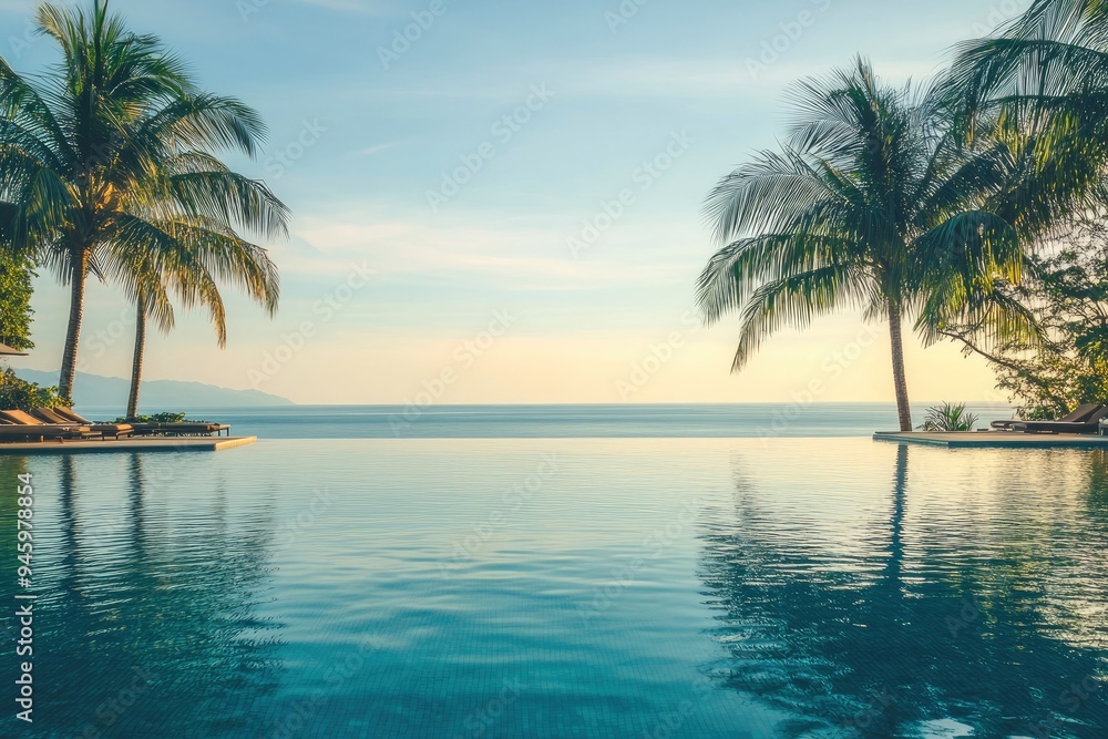 Summer Resort Beach Sea Relax Travel Vacation Palm Tropic Copy Space Banner Background Hotel , ai Summer Resort Beach Sea Relax Travel Vacation Palm Tropic Copy Space Banner Background Hotel , ai