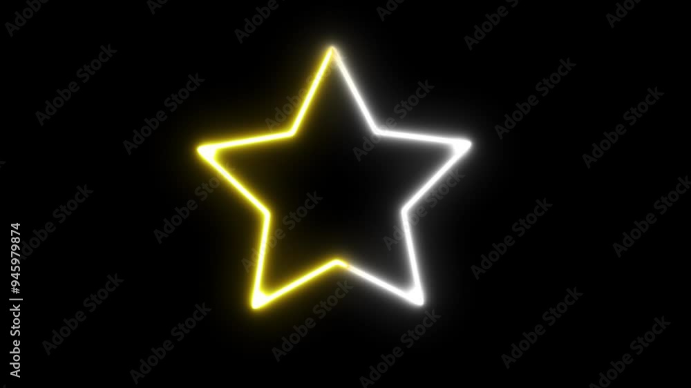 Neon star glowing animation on black background. Neon star glowing animation on black background.