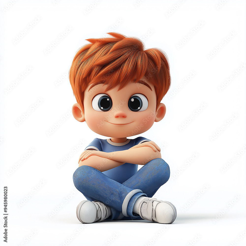 A cartoon child sitting with legs crossed, holding a book A cartoon child sitting with legs crossed, holding a book
