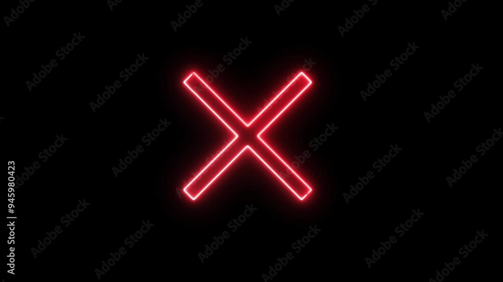 Red cross symbol on black background, red cross make, stop, prohibited, false , no, x , icon animation. Red cross symbol on black background, red cross make, stop, prohibited, false , no, x , icon animation.