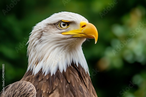 Bald Eagle Portrait in Natural Habitat, Featuring Sharp Features and Intense Expression, Perfect for Wildlife Photography, Birdwatching, or Conservation Themes Focused on Birds of Prey