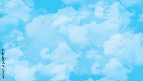 blue sky with clouds. Light sky blue shades watercolor background. Sky Nature Landscape Background. sky background with white fluffy clouds.><