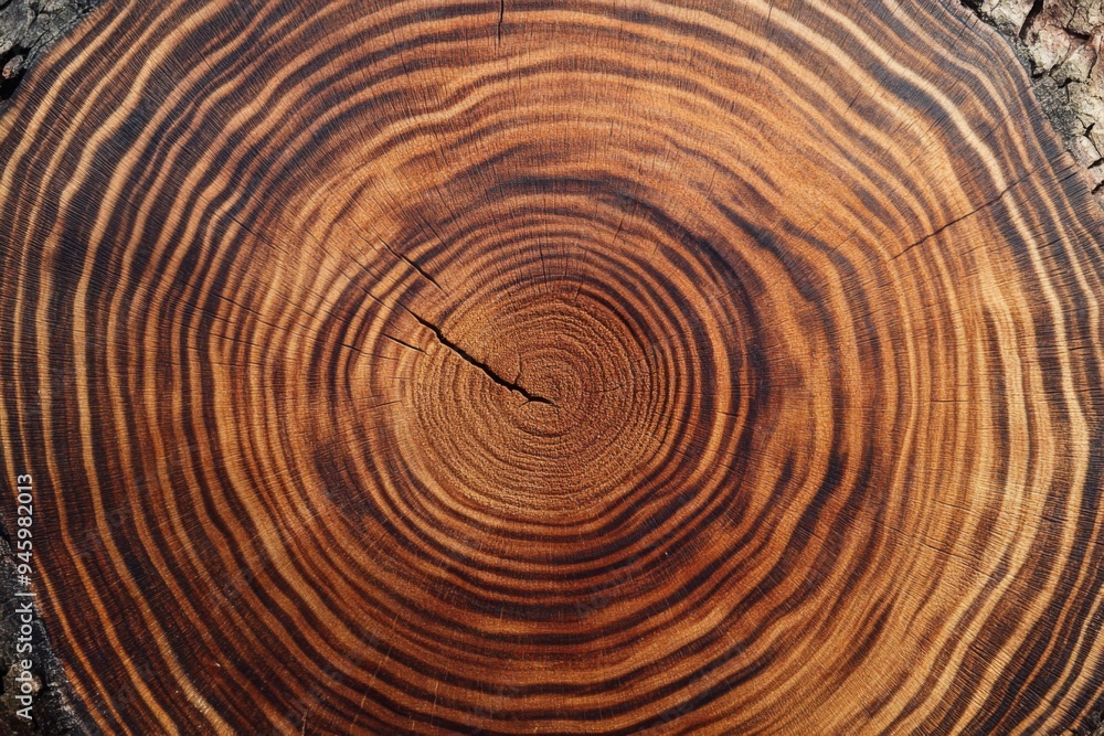 Cross section of cut wood tree trunk slice with wavy pattern cracks and rings sawed down from woods Cross section of cut wood tree trunk slice with wavy pattern cracks and rings sawed down from woods