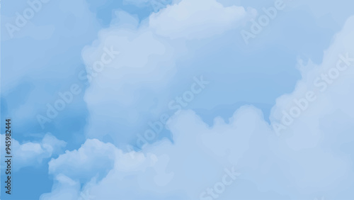 blue sky with clouds. Light sky blue shades watercolor background. Sky Nature Landscape Background. sky background with white fluffy clouds.><