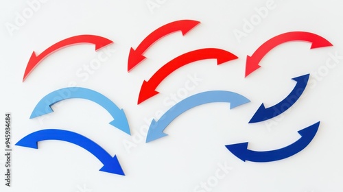 set of curved multi-colored arrows on a white background