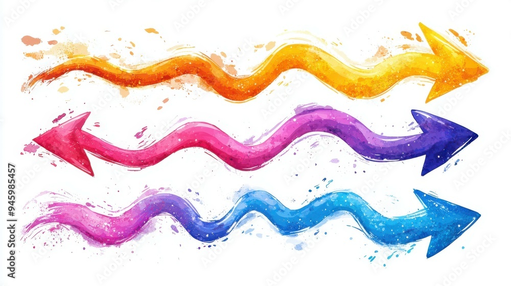 Fototapeta premium set of curved multi-colored arrows on a white background