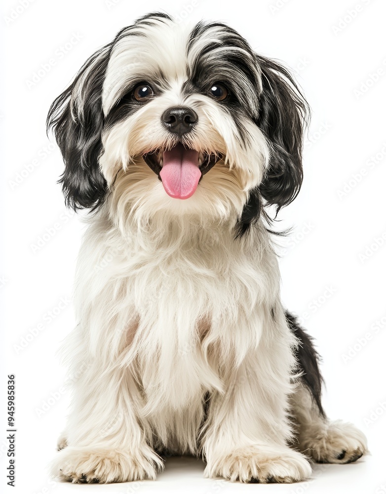 Reddish-hued Havanese puppy dog sitting in frontal pose Reddish-hued Havanese puppy dog sitting in frontal pose