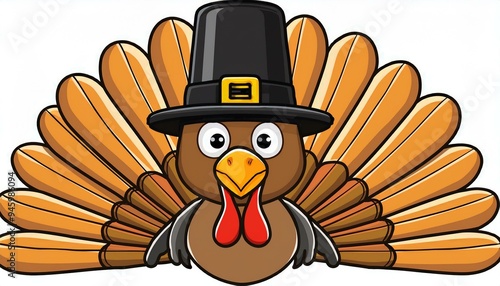 thanksgiving bird in a Pilgrim hat