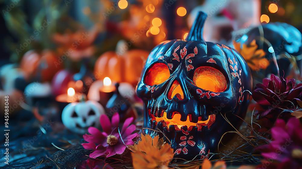 Cross niche Halloween decor with horror design and festive ambiance Cross niche Halloween decor with horror design and festive ambiance