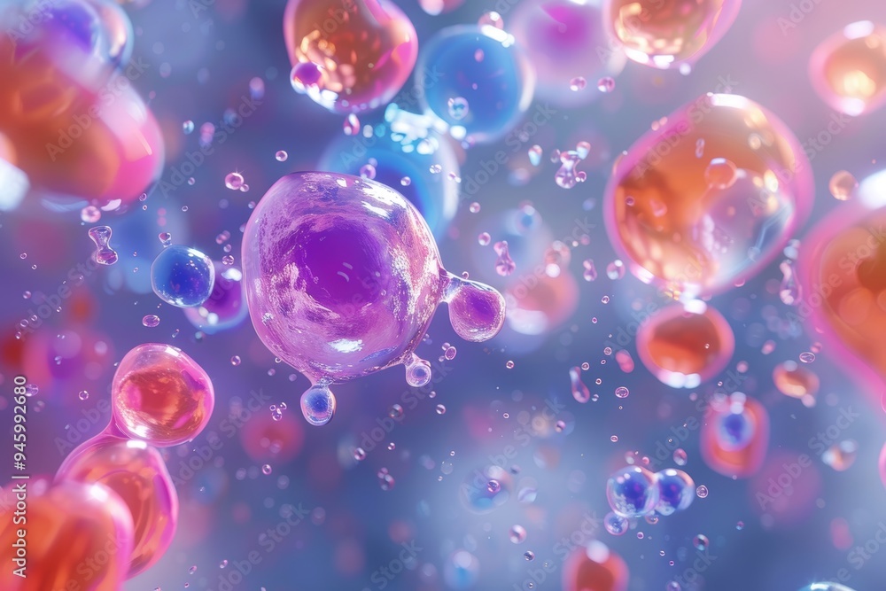 Abstract Artistic Representation of Enzyme Molecules Promoting Health and Wellness, Featuring Vivid Colors and a Dynamic Composition Abstract Artistic Representation of Enzyme Molecules Promoting Health and Wellness, Featuring Vivid Colors and a Dynamic Composition