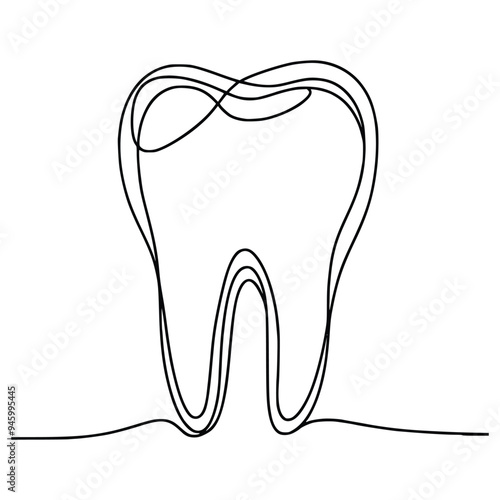 one line drawing tooth vector illustration template design