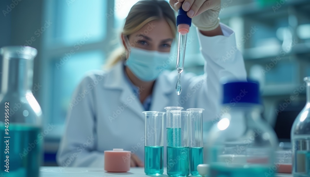 Scientist conducting precise chemical analysis Scientist conducting precise chemical analysis