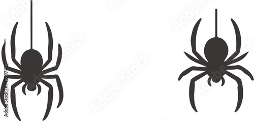 Set of Black Spider on White Background Illustration.