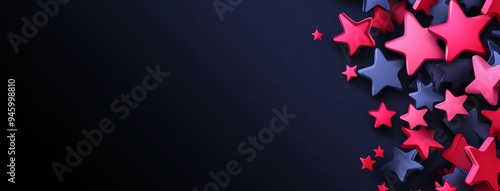 An abstract blue background with an American flag pattern on a gradient blue background with stars and stripes