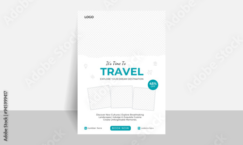 Tour and travel agency flyer design template.