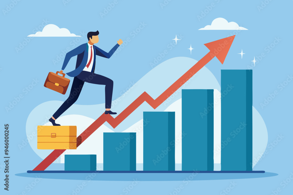 Taking initiative to win business competition, determination or entrepreneurship to overcome difficulty and success, courage or challenge concept, businessman taking initiative to climb growth graph.
Taking initiative to win business competition, determination or entrepreneurship to overcome difficulty and success, courage or challenge concept, businessman taking initiative to climb growth graph.