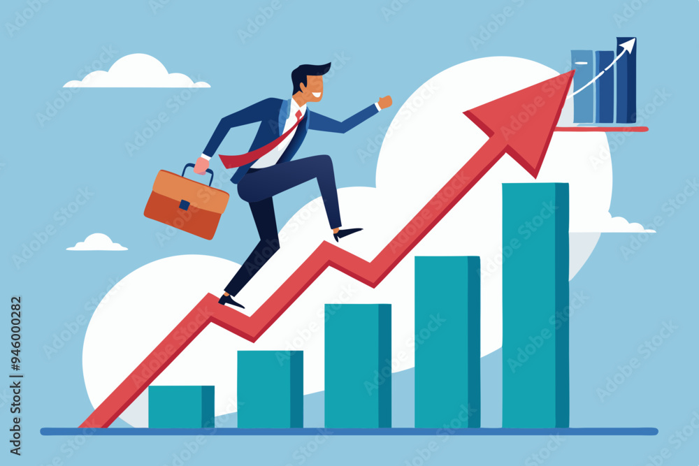 Taking initiative to win business competition, determination or entrepreneurship to overcome difficulty and success, courage or challenge concept, businessman taking initiative to climb growth graph.
Taking initiative to win business competition, determination or entrepreneurship to overcome difficulty and success, courage or challenge concept, businessman taking initiative to climb growth graph.