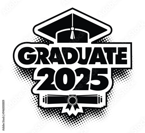 Lettering Class of 2025 for greeting, invitation card. Text for graduation design, congratulation event, T-shirt, party, high school or college graduate. Vector on transparent background