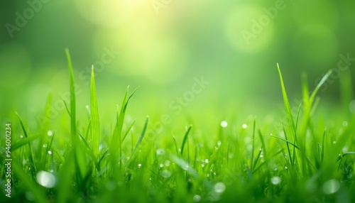 Natures tranquility captured in a closeup of vibrant green grass