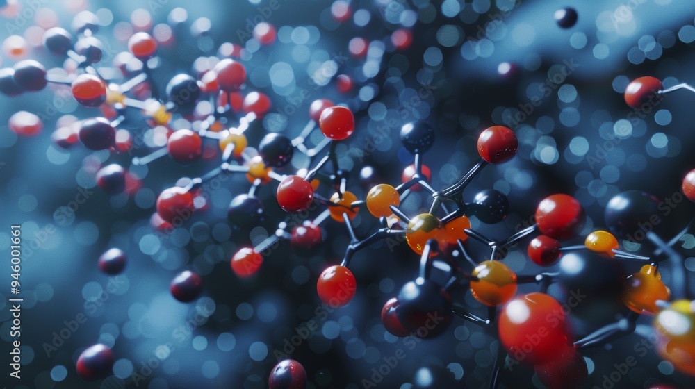 Molecular Structure of Nutrient Molecule with Antioxidant Properties 3D Illustration for Health and Wellness Molecular Structure of Nutrient Molecule with Antioxidant Properties 3D Illustration for Health and Wellness