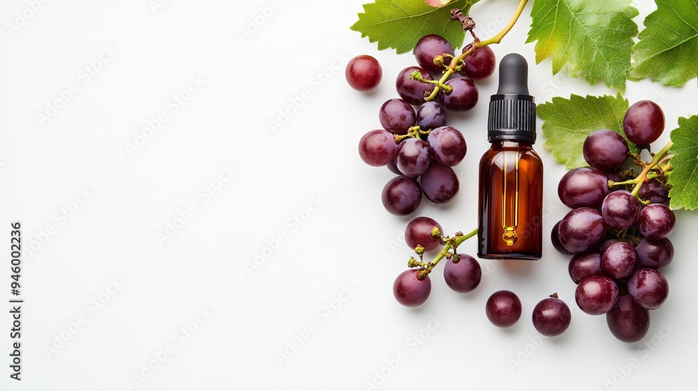 Obraz premium Natural Grape Seed Essential Oil Flat Lay Composition