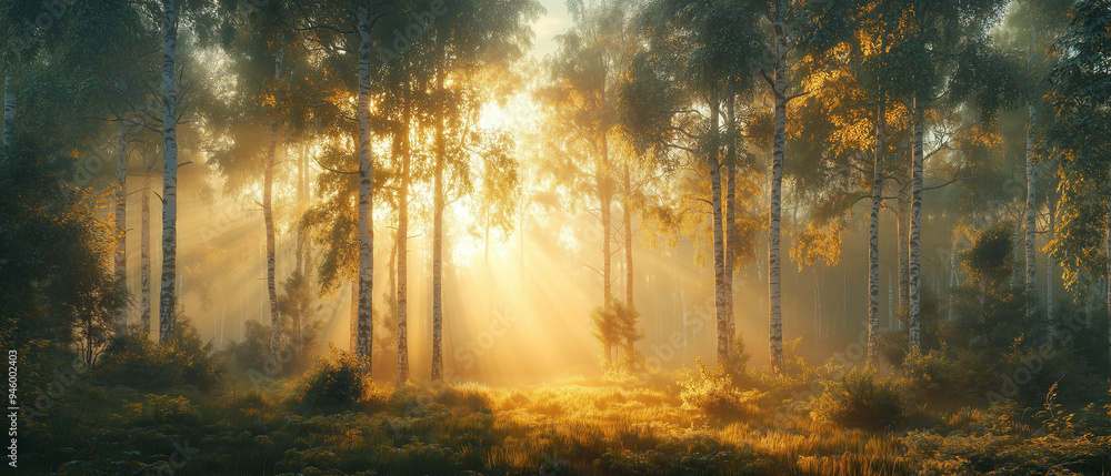 A cinematic shot of a misty forest at dawn, with sunlight filtering through the trees, creating a serene and mystical background. A cinematic shot of a misty forest at dawn, with sunlight filtering through the trees, creating a serene and mystical background.
