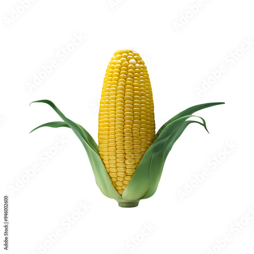 Fresh raw corn isolated on a transparent background by AI generative