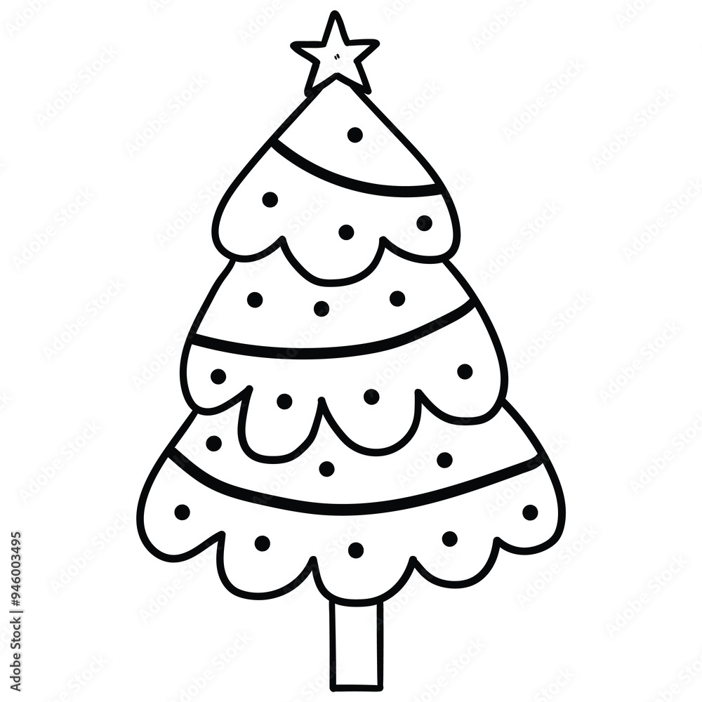 Hand drawn doodle Christmas tree on white background. Hand drawn doodle Christmas tree on white background.