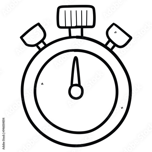 Hand drawn doodle stopwatch on white background.