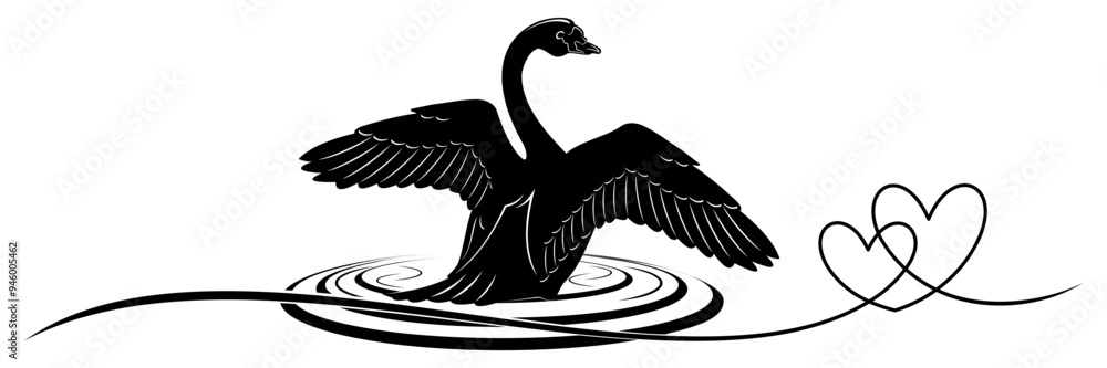 Fototapeta premium swan silhouette vector 