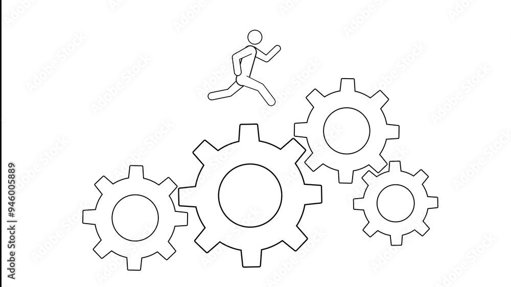 man running on gear animated stick man running on gear connected loading 4k looping green screen man running on gear animated stick man running on gear connected loading 4k looping green screen