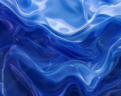Wallpaper Mural Sapphire blue abstract background with fluid waves and textures, conveying depth and tranquility. Torontodigital.ca
