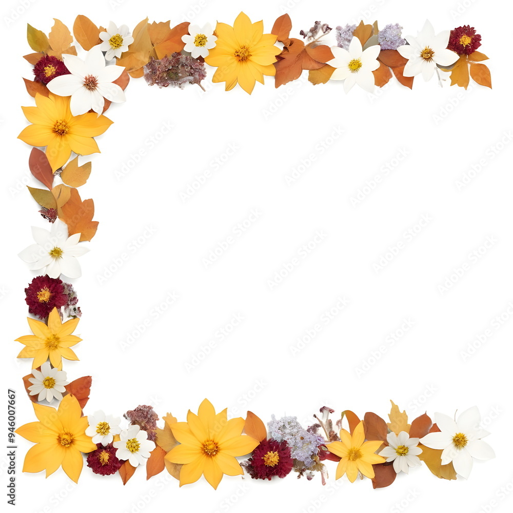 autumn frame with flowers autumn frame with flowers