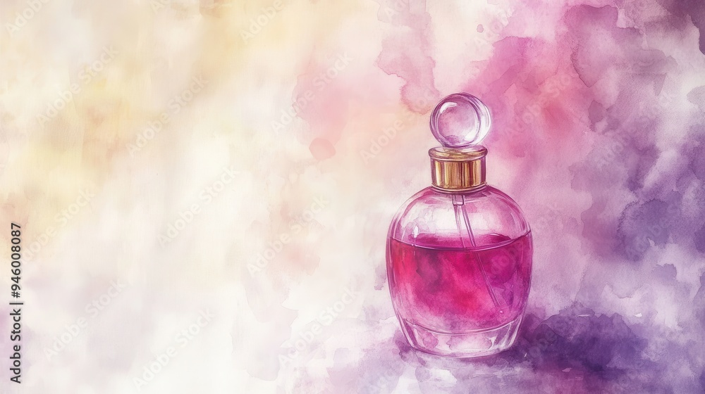 Perfume with deep musk fragrance, watercolor style Perfume with deep musk fragrance, watercolor style