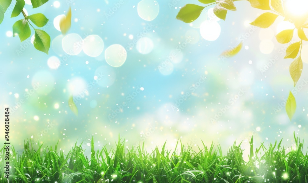 Green grass and sunlight banner background Green grass and sunlight banner background