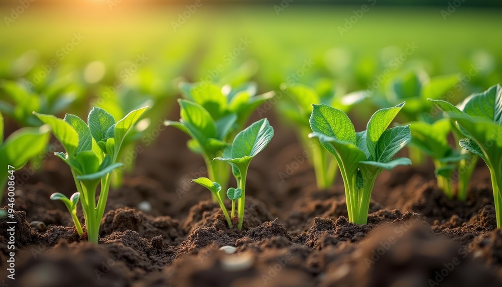 New beginnings A field of freshly sprouted plants New beginnings A field of freshly sprouted plants