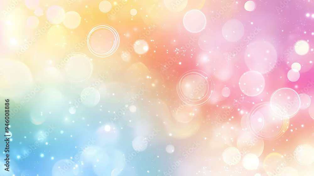 Stunning Abstract Art Background with Vibrant Colorful Circles and Bokeh Lights, Perfect for Modern Design, Banners, and Website Aesthetics. Soft Pastel Tones Create a Harmonious Visual Impact
