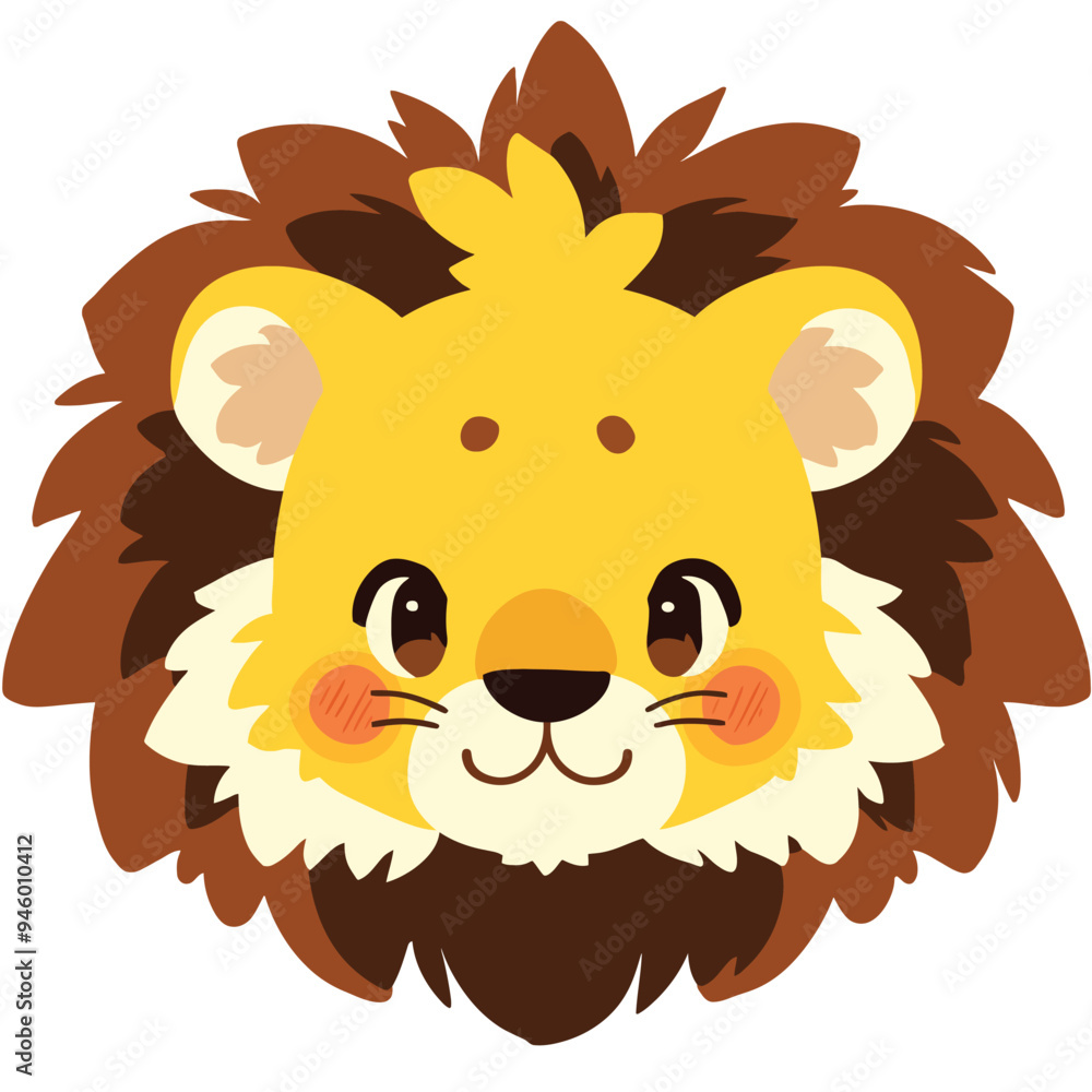 A cute cartoon lion head with simple flat illustration style for vector graphic logo design isolated on a white background A cute cartoon lion head with simple flat illustration style for vector graphic logo design isolated on a white background