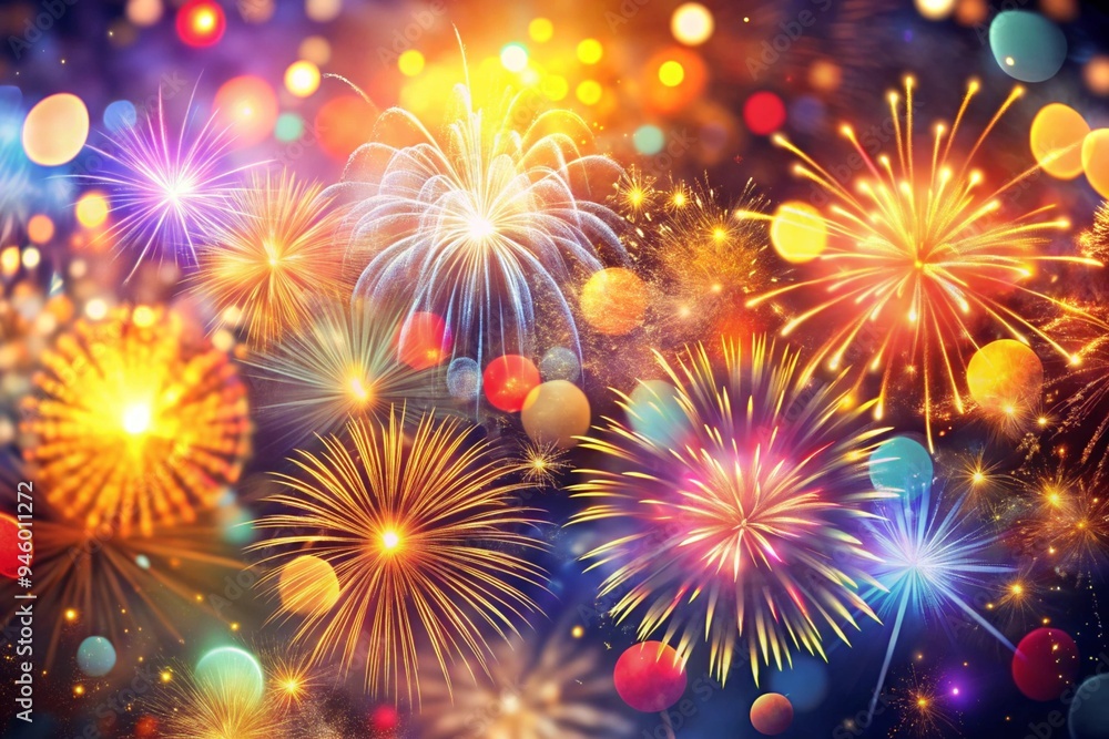 Fototapeta premium Fireworks on the dark background