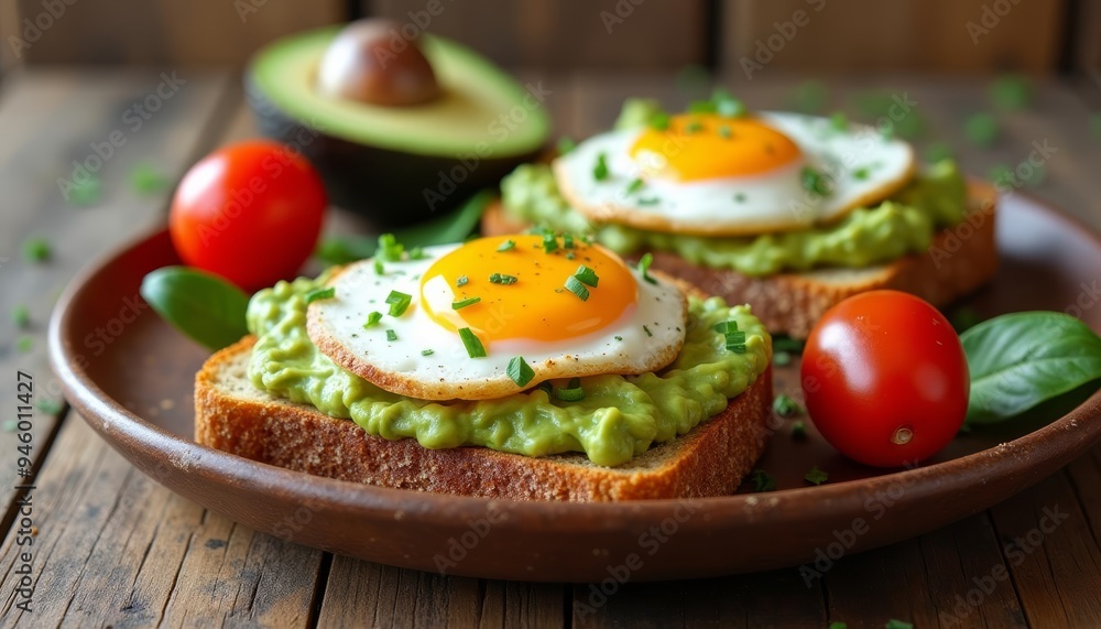 Delicious breakfast on rustic wooden table Delicious breakfast on rustic wooden table