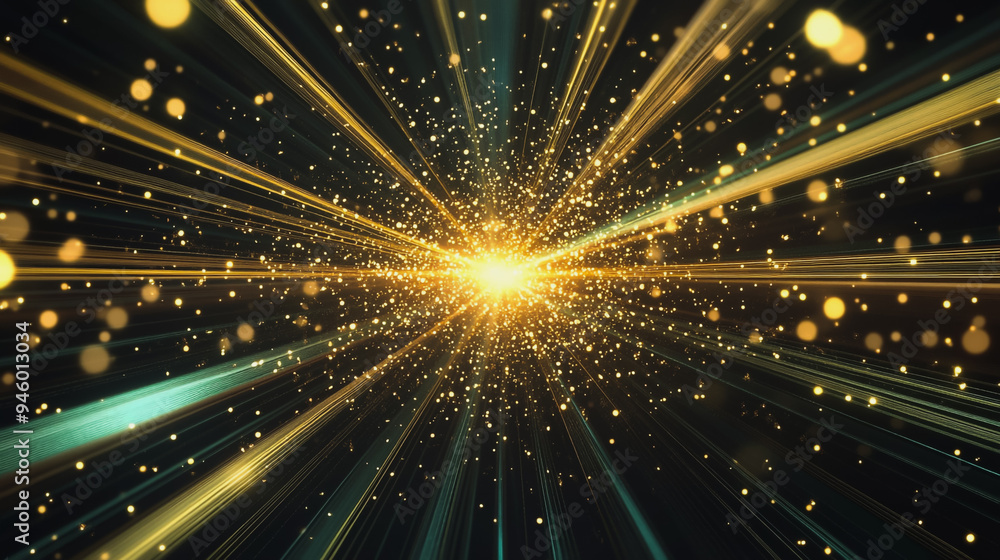 Fototapeta premium Abstract light explosion and network points, dot, earth's surface, digital background Innovation network points Earth's surface wave background digital wave information technology background