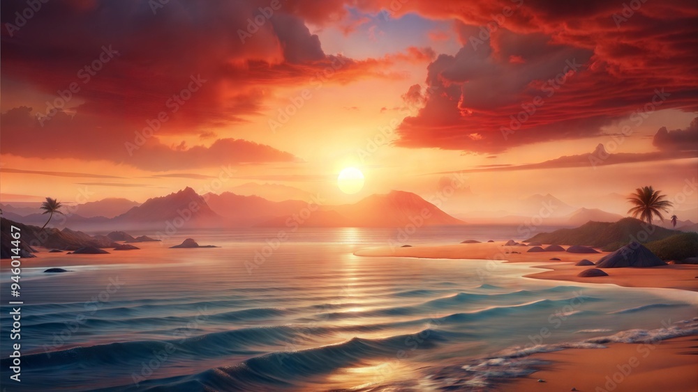 Fototapeta premium a ocean with hot conditions illustration background