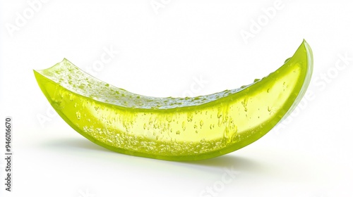 Fresh Green Aloe Vera Slice on White Background