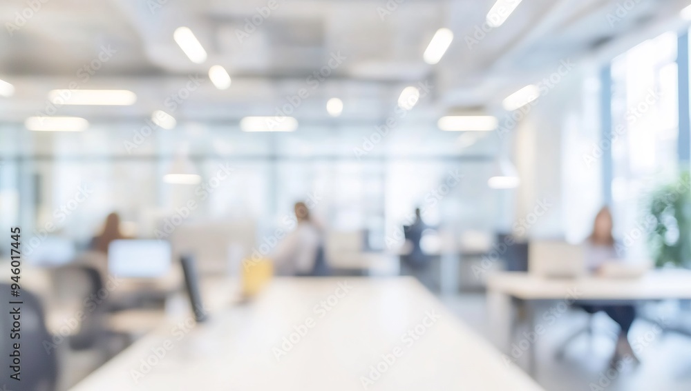 Blurred office interior with people working in the blurred background Blurred office interior with people working in the blurred background