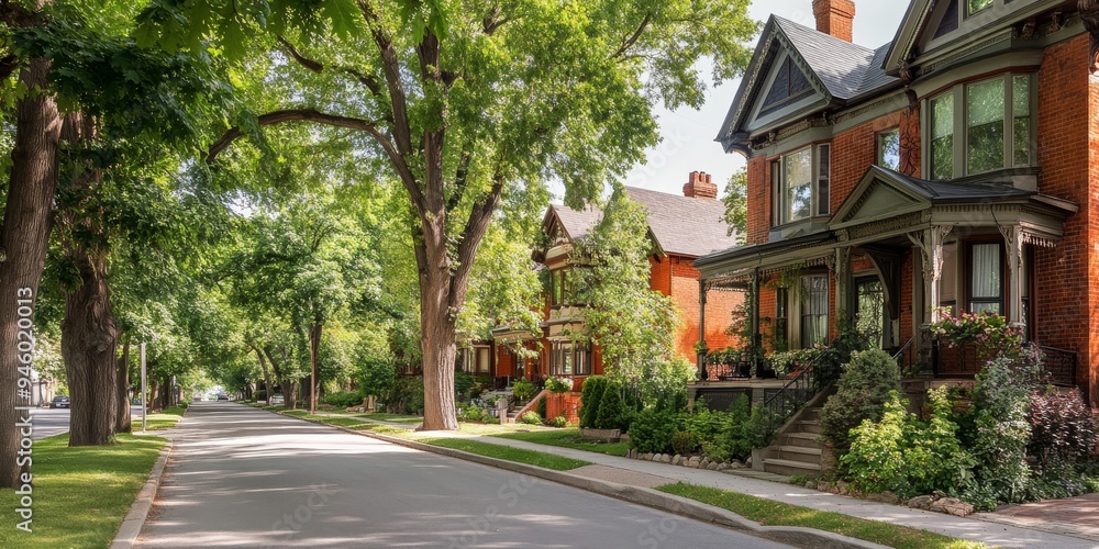 Treelined Street with Beautifully Restored Victorian Home Treelined Street with Beautifully Restored Victorian Home